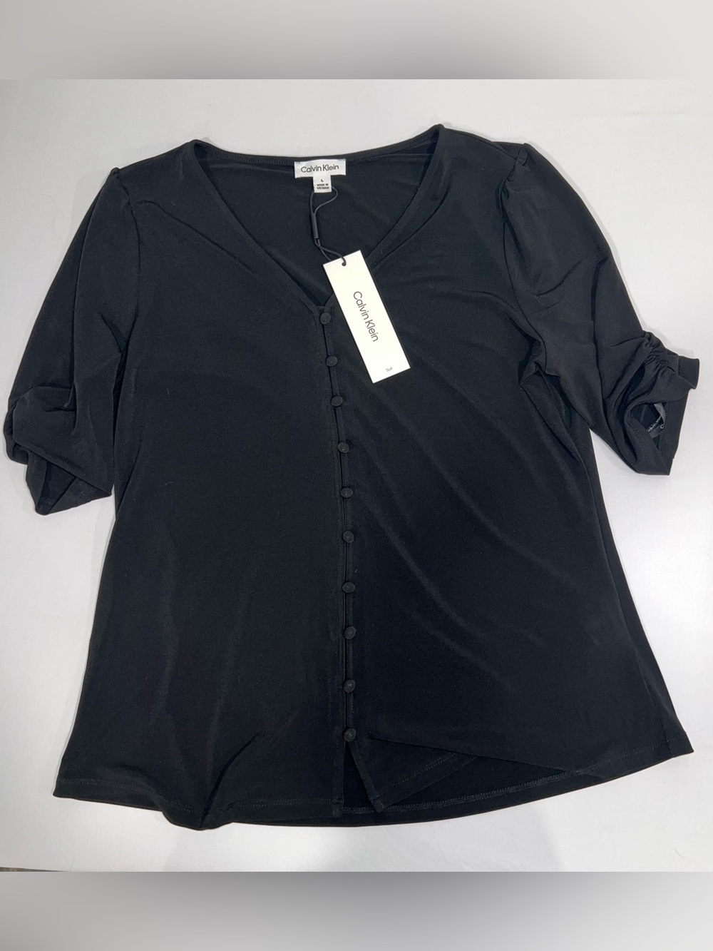 Calvin Klein Suit Black Button-Front Women's Blouse New With Tags